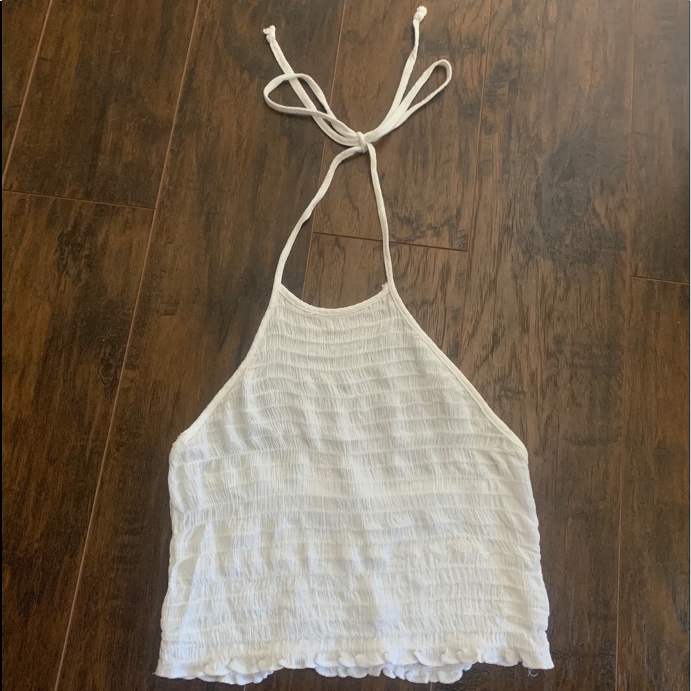 White ribbed halter top
